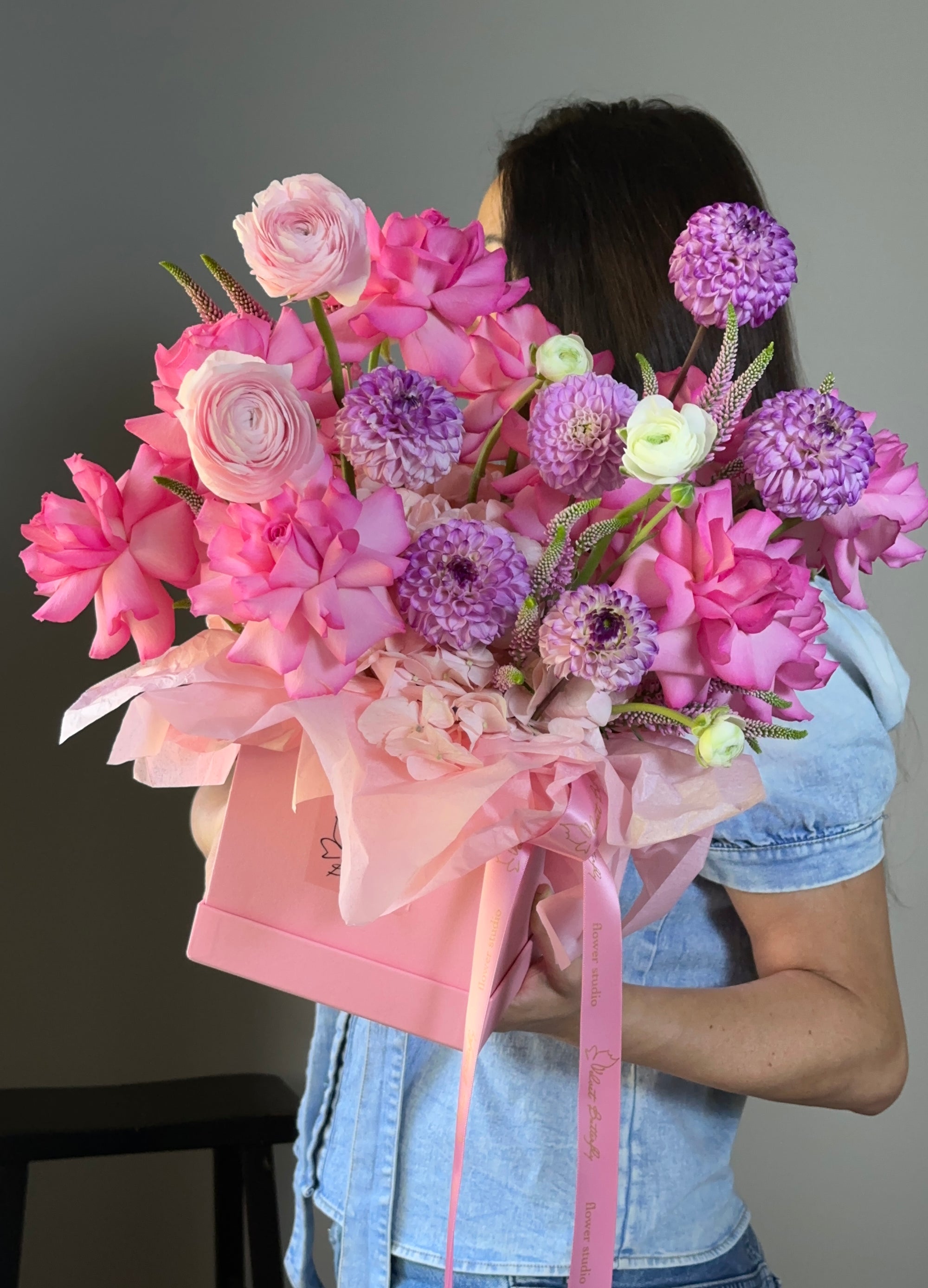 Pink Whisper Rose Hatbox