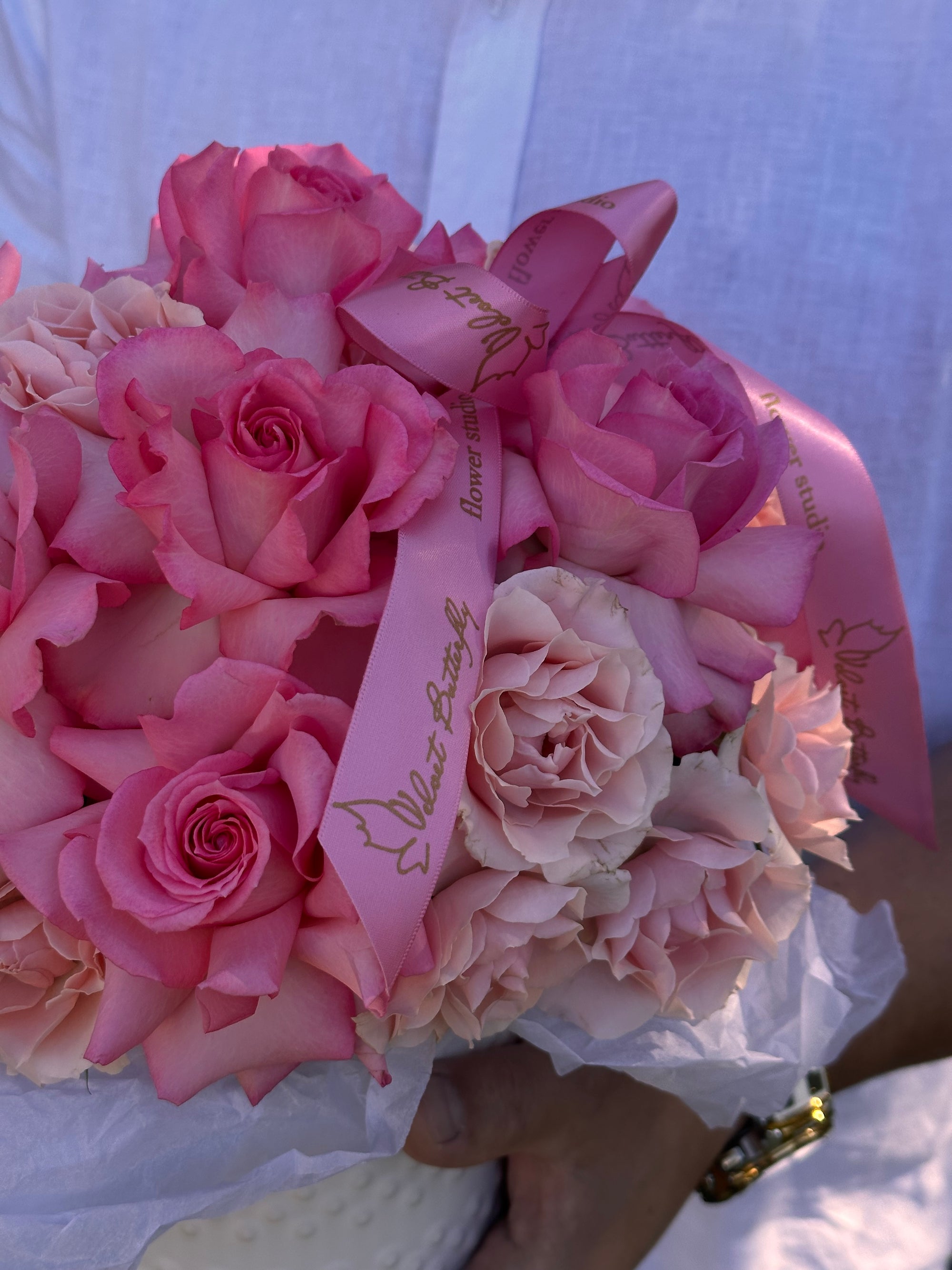 Pink Whisper Rose Hatbox